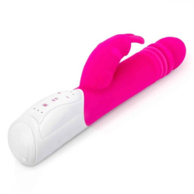 Розовый пульсирующий вибромассажер G-Spot Thrusting Rabbit - 24 см. фото в секс шопе Love Boat