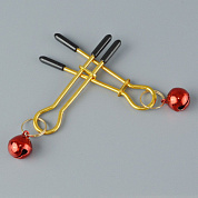 
Золотистые зажимы с колокольчиками Gold фото в интим магазине Love Boat