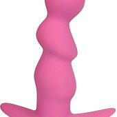 Розовый рельефный вибромассажер с ограничителем - 9,5 см.