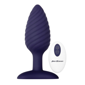 Синяя анальная пробка с вибрацией и пультом ДУ Wicked Twister - 12 см. фото в интим магазине Love Boat