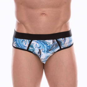 Мужские трусы-джоки с принтом в виде волн и китов фото в интим магазине Love Boat