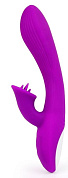 Фиолетовый рельефный вибратор-кролик QUEJOY - 25 см. фото в интим магазине Love Boat