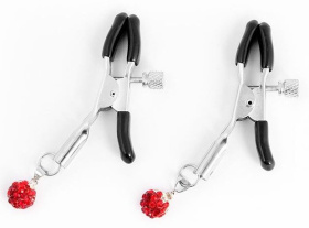 
Металлические зажимы на соски с декором в виде красных шариков фото в интим магазине Love Boat