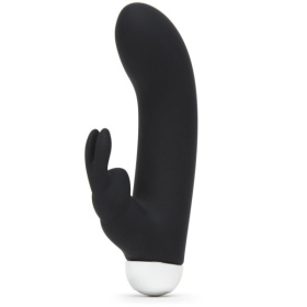 Черный вибратор с клиторальным отростком Greedy Girl Mini Rabbit Vibrator - 14 см. фото в интим магазине Love Boat