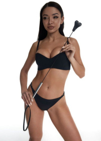 
Стек с черным кожаным наконечником в виде сердца и металлической ручкой - 67 см. фото в интим магазине Love Boat