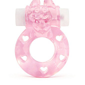 Розовое эрекционное виброкольцо в форме зайчика