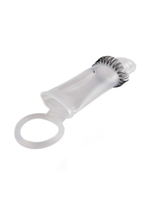 Закрытая насадка на пенис с подхватом мошонки и стимулирующими «ресничками»