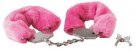 
Розовые меховые наручники на сцепке с ключами фото в интим магазине Love Boat