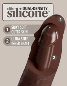Коричневый фаллоимитатор-реалистик 11  Silicone Dual Density Cock - 29,5 см.
