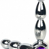 Серебристая пробка-ёлочка с фиолетовым кристаллом - 14 см.