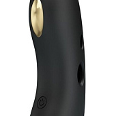 Черная вибронасадка на палец с электростимуляцией Marico