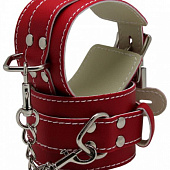 Красные регулируемые наручники с фиксацией на карабинах