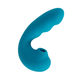 Голубой вибратор Tara с вакуумной стимуляцией и функцией постукивания фото в интим магазине Love Boat