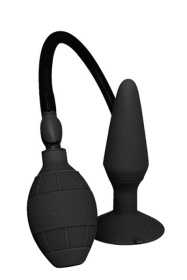 Чёрная анальная пробка с функцией расширения MENZSTUFF SMALL INFLATABLE PLUG- 12,5 см. фото в интим магазине Love Boat