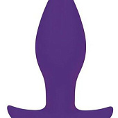 Фиолетовая коническая анальная вибровтулка с ограничителем - 8,5 см.