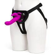Лиловый страпон Rechargeable Vibrating Strap-On Harness Set - 17,6 см. фото в интим магазине Love Boat