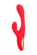 Красный вибратор-кролик с двигающимся язычком Patti - 24 см. фото в интим магазине Love Boat