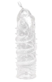 Закрытая рельефная насадка Crystal sleeve snakes в виде змеи с усиками - 14 см. фото в интим магазине Love Boat
