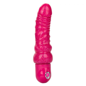 Розовый вибратор-реалистик с блестками Naughty Bits Lady Boner Bendable Personal Vibrator - 20 см. фото в интим магазине Love Boat