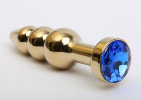 
Золотистая анальная ёлочка с синим кристаллом - 11,2 см. фото в интим магазине Love Boat