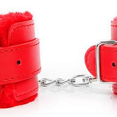 Красные мягкие наручники на регулируемых ремешках