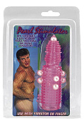 Розовая эластичная насадка на пенис с жемчужинами, точками и шипами Pearl Stimulator - 11,5 см. фото в интим магазине Love Boat