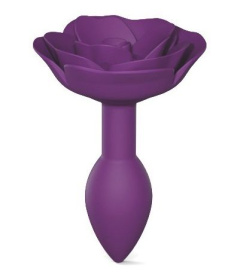 Фиолетовая анальная пробка с ограничителем-розой Open Rose Size S Butt Plug фото в интим магазине Love Boat