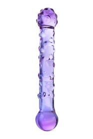 Фиолетовый стеклянный фаллоимитатор с шишечками - 19,5 см. фото в интим магазине Love Boat
