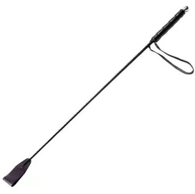 
Чёрный стек с кожаной ручкой - 58 см. фото в интим магазине Love Boat