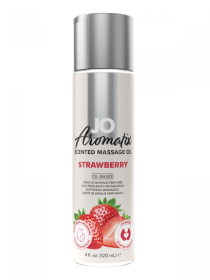 Массажное масло JO Aromatix Massage Oil Strawberry с ароматом клубники - 120 мл. фото в интим магазине Love Boat