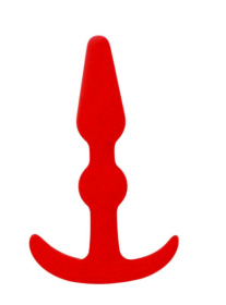 Красная анальная втулка T-SHAPE SILICONE BUTT PLUG RED - 9,9 см. фото в интим магазине Love Boat