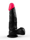 Чёрный фаллоимитатор с красной головкой - 20,4 см.