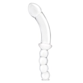 Стеклянный двусторонний фаллоимитатор 12,5’’ Girthy Double Sided Dong With Anal Bead Grip Handle - 32 см. фото в интим магазине Love Boat