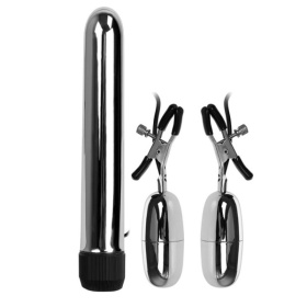 Набор из вибратора и вибростимуляторов для груди фото в интим магазине Love Boat