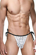 Бело-черные трусы-танга на завязках фото в интим магазине Love Boat