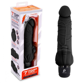 Черный вибратор-реалистик с клиторальными лепестками 7  Realistic Vibrator - 21,5 см. фото в интим магазине Love Boat
