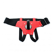 Красно-черные трусики-джоки с плугом харнесс фото в интим магазине Love Boat