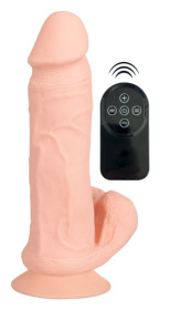 Телесный вибратор на присоске с пультом ДУ Bendable RC Vibrator with Balls - 20,8 см. фото в интим магазине Love Boat