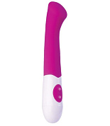 Ярко-розовый вибратор Ida со скошенной головкой для G-стимуляции - 19 см. фото в секс шопе Love Boat