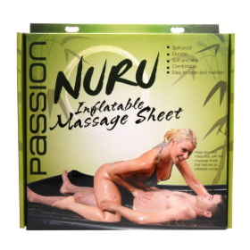 Черная виниловая простынь с надувными краями Nuru Inflatable Vinyl Massage Sheet