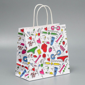 Подарочный крафтовый пакет«18» - 22×22×11 см. фото в интим магазине Love Boat