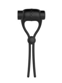 Черное перезаряжаемое эрекционное вибролассо №01 Vibrating Cock Ring фото в интим магазине Love Boat