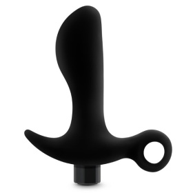 Черный анальный вибратор Silicone Vibrating Prostate Massager 01 - 10,8 см. фото в интим магазине Love Boat