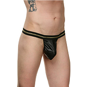 Мужские трусы-стринги с золотистой полоской на резинке фото в интим магазине Love Boat