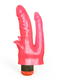 Двойной анально-вагинальный вибромассажёр с лепестками - 20 см.