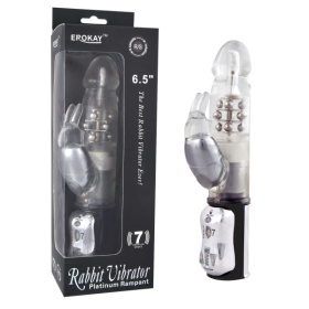 Вибратор Classicle Rabbit Silver с ротацией - 24 см. фото в интим магазине Love Boat
