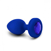 Синяя вибропробка Vibrating Jewel Plug L/XL - 11 см. фото в интим магазине Love Boat