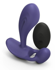 Темно-синий вибромассажер Witty P G Vibrator with Remote Control фото в интим магазине Love Boat