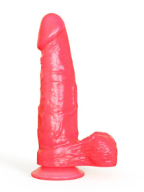 Розовый гелевый дилдо на присоске - 20 см.