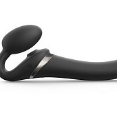 Черный безремневой страпон Multi Orgasm Size M с клиторальной стимуляцией